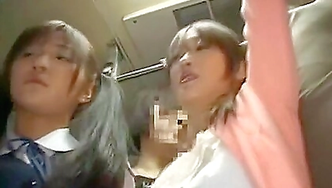 Asian girls are playing with a dildo and a small toy