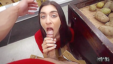 A sexy woman wearing sexy lingerie is in a deepthroating sex scene