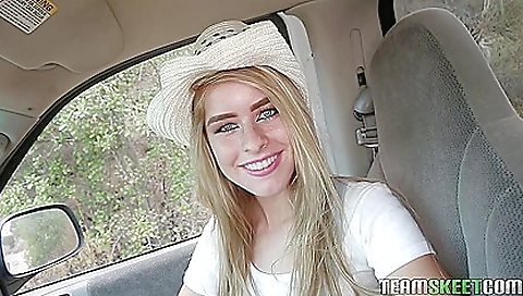 Cute teen in red bikini with small tits doing it in a outdoor