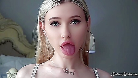 Blonde teen in sexy lingerie gets naked in a solo video