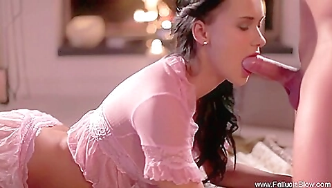 Stunning blonde slut gets a facial and a deep throat