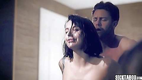 Busty milf with a tattooed pussy gives a good blowjob