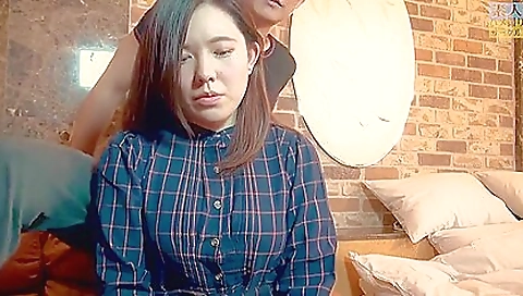 Hairy asian japanese babe getting fucked deep in pussy