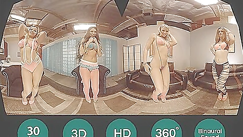 Blonde brunette in VR show some sex with porn stars