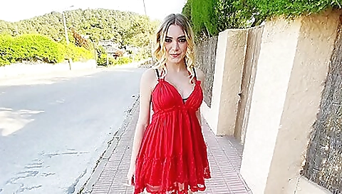 Blonde 18+ beauty with sexy big natural tits and a sexy face 18+