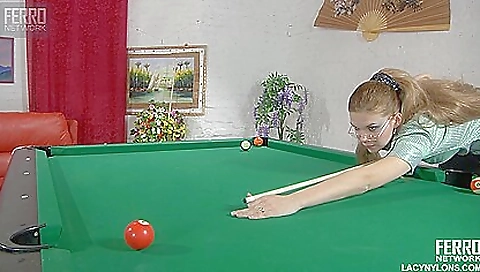 Busty blonde 18+ in stockings gets a dildo in her vagina