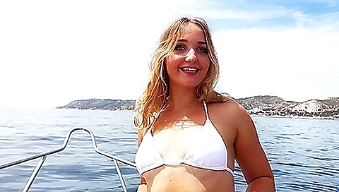 Blonde lesbians licking and swallowing a guy with a big cock