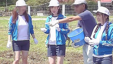 Asian busty girls get fucked in the middle of the work