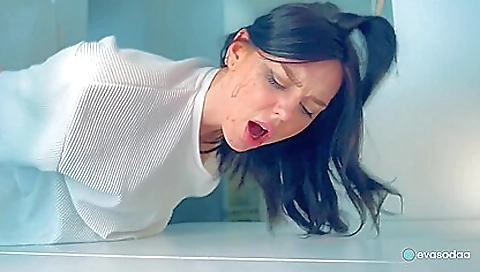 Busty chick 18+ in stockings 19+ sex with her step-father