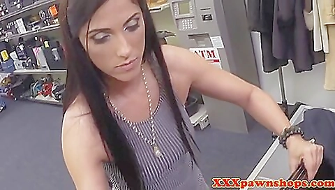 A blonde has a deepthroated sex with a horny pawnshop wife